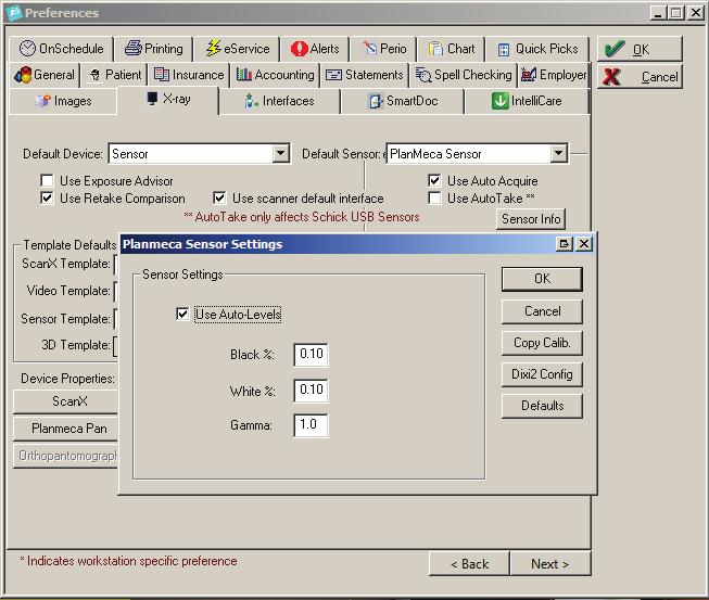 23. Open Eaglesoft. Go to File Preferences Xray tab and ensure that your default sensor is set to PlanMeca Sensor.