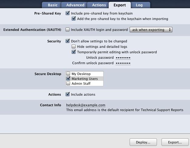 Deploying VPN Connections to Your Users VPN Tracker Professional Edition offers a number of ways to easily distribute pre-configured connections to users.