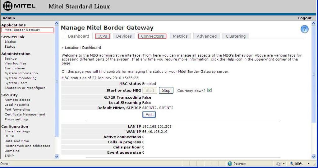 Mitel Border Gateway Configuration Notes When configuring Mitel Border Gateway (MBG), you need to identify the working 3300 ICP where to forward SIP messages to and configure SIP trunk.