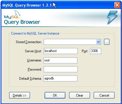 Creating Database Run MySql Query Browser Start > All Programs > MySQL > MySQL Query Browser.