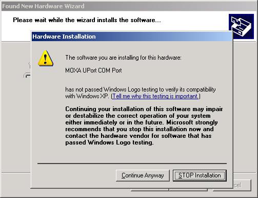 3. Wait while the installation wizard searches for the correct drivers.