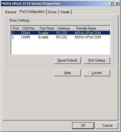 The Ports Configuration page settings are described below.