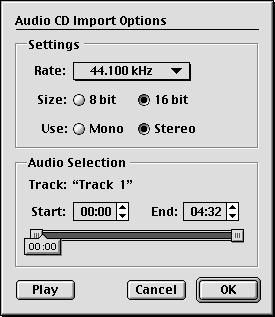 Creating a Sound Track from an Audio CD (Mac Only) On Mac OS computers you can convert audio from a standard audio CD to a QuickTime sound track.