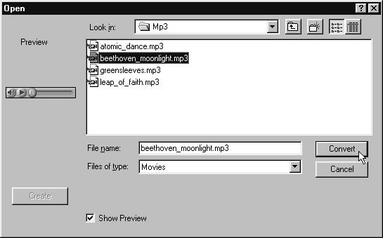 Most audio files including AIFF/AIFC, MP3, Sound Designer 2, WAV, and µlaw (au) files open directly in QuickTime Player. Macintosh System 7 sound files need to be imported, however.