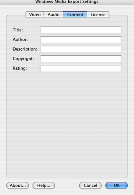 Using the Content Settings Panel Use the Content Settings panel to provide optional metadata.