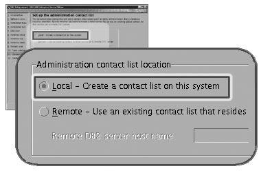 The contact information is used by DB2 to send notifications and alerts to a system administrator. You can specify notification and alert parameters after setup is complete.