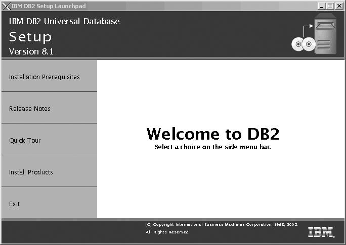 3. Enter the./db2setup command to start the DB2 Setup wizard. After a few moments, the IBM DB2 Setup Launchpad opens.
