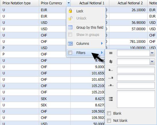 5.1.2 Sort data / filter handling You can sort data in different ways. To sort data ascending or descending, just click on the appropriate column. The data will be sorted automatically.