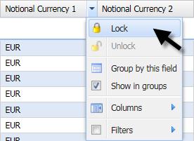 5.1.4 Lock and unlock columns For a better overview it is possible to lock any columns in a view.