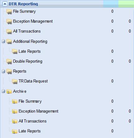 2.3.5 Trade reporting overview Depending on the navigation settings (Domain, View As, Search), the corresponding folder structure will be shown.