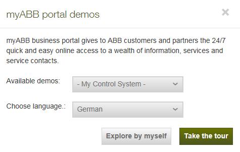 freely explore myabb/my Control System, see Figure 3. Please note that you will have restricted access to the myabb/my Control System deliverables in demo mode.