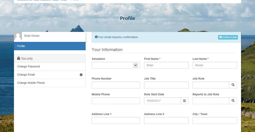 Logging in to the Trade Portal 0 1 2 3 You can edit your details,