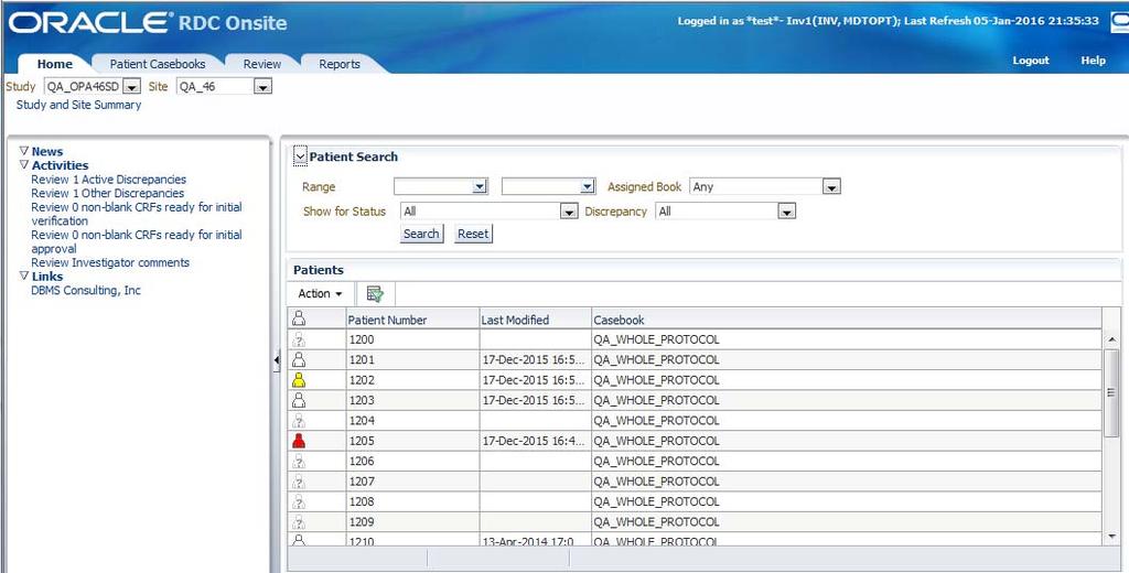 SYSTEM OVERVIEW: LIST OF PATIENTS List of Patients Patient Search: Expand to search for patients with