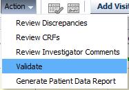 Validation can be run on one or more subjects from the casebook tab.