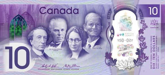 To learn more about this note and its security features, visit www.bankofcanada.ca/banknotes/ banknote150/.
