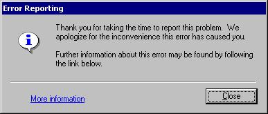 When Applications Crash Part II Page 9 information will be conveyed back to the user via dwwin. The dialog box below shows an example of the message received by the user when there is a response.