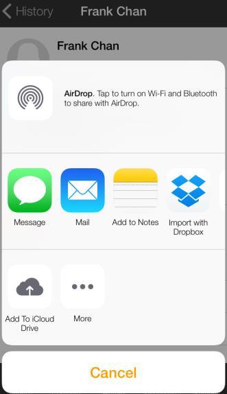 Choose what app you want to use to share the recording. You will see Airdrop, Message, and Mail (see Figure 4).