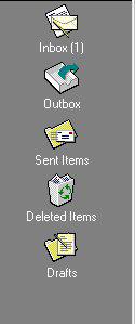 The outlook bar 1. The inbox folder is where your e-mail messages are stored.