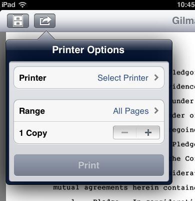 Printing From the Device Integrated Printing Support with AirPrint (Apple ios) Locale Specific