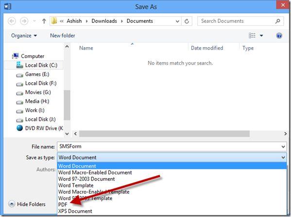Word Doc to PDF In Word, under File, select Save As. Then under the Save as type drop down menu select PDF.