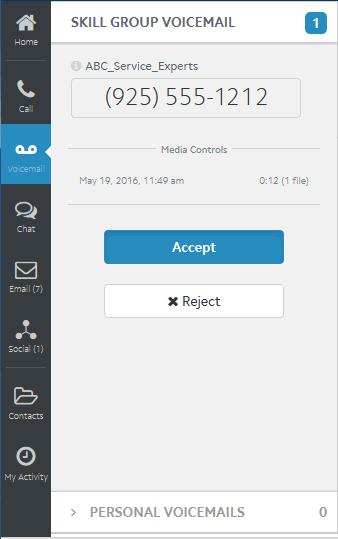 Processing Voicemail, Reminders, and Callbacks Processing Voicemail Messages 2 Click Accept.