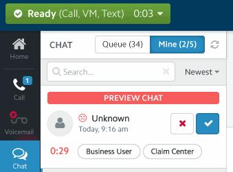 Processing Multichannel Interactions Assigning Media Stream Interactions Previewing Chat Interactions A preview chat is designed to deliver a proactive chat request, based on a web user s browsing