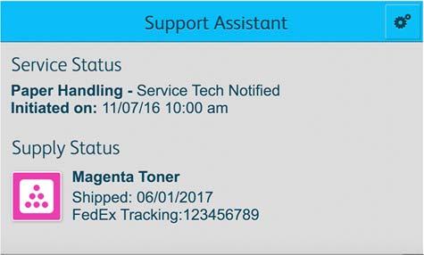 3. Running the Application Overview Once the app is deployed to the device, the Support Assistant displays on the LCD panel.