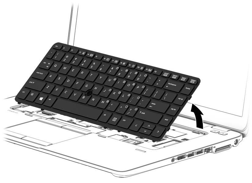 NOTE: Continue to step 7 for a keyboard with a backlight. 6. To remove the keyboard from models without a backlight: a.