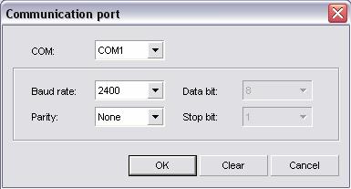device from the Keyboard drop down box and click the COM Port button