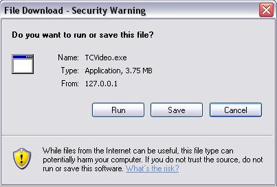 (Fig. 9-2) The TCNVC.exe ActiveX control will now be downloaded and installed. Wait for the TCNVCInstall dialog box to appear and click the Ok button. (Fig. 9-3) You must restart your browser now.