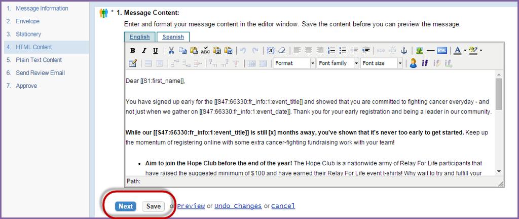Customize your newly copied message 1. Find your newly copied email message in the list and click Edit next to the message name. 2.