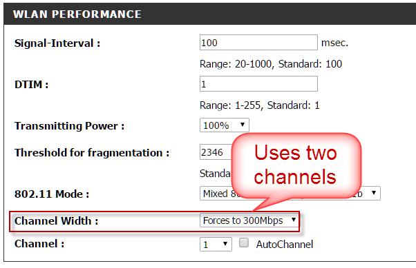 Here the bandwidth option is called "Channel