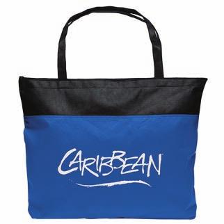Two Tone Tote - CEF 8200 Unit Cost $2.59 $2.39 $2.19 $1.99 $1.79 $1.59 Beach style shopping bag with two tone design, sizable capacity, and zipper closure!