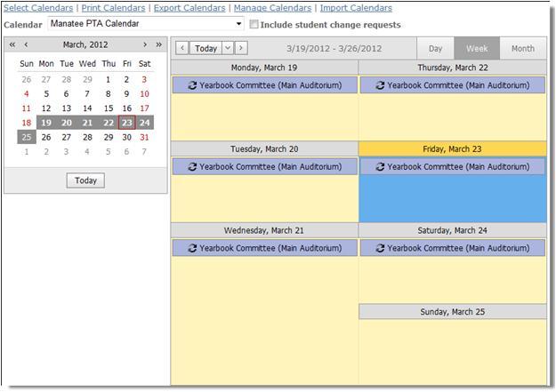 116 Getting Started Setting Up & Using e-link Calendars 16. Click OK and the new Calendar Event is saved and displayed on the calendar.