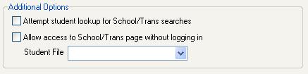 Chapter 3 Using e-link 63 4. The system will display the Attempt student lookup for School/Trans searches option. 5. Select Attempt student lookup for School/Trans searches and click S AVE. 6. In e-link go to Students > School/Transportation Search.