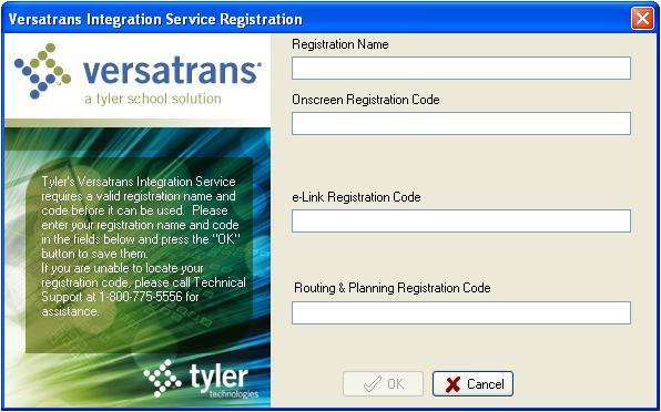 Chapter 3 Using e-link 2. Click 65 to display the e-link Registration dialog. 3. Enter the registration code given to you by Versatrans Technical Support and click OK. 4. Click the O PTIONS tab.