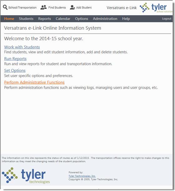 Chapter 1 Introduction to Tyler s Versatrans e-link 3 Navigating the e-link Pages If you are familiar with your browser, you will find e-link easy to use.