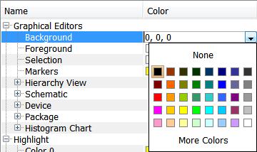 Click More Colors to display additional color definition options. X-Ref Target - Figure 4-8 Figure 4-8: Color Palette TIP: You can also modify color settings in the Device window.