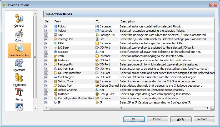 Setting Selection Rules Setting Selection Rules When selecting an object, associated or connected objects might also be selected.