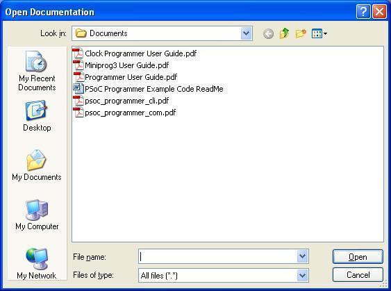 2.3 Documentation You can open any documentation file from within PSoC Programmer by using the Help menu.