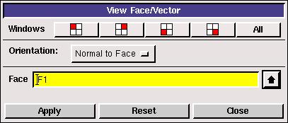 6.7 Orienting the Model Figure 6.7.1: View Face/Vector panel Windows contains buttons for all quadrants with respect to changes in model appearance.