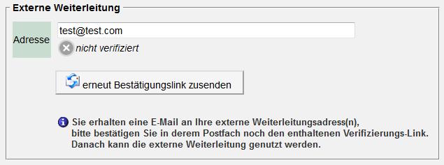 Abbildung 3 Waiting for verification, forwarding still inactive If you didn t receive an email after about 15 minutes, please check your settings and your sapmfolder.