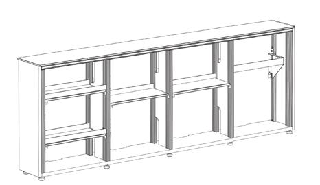 4 BAY, LOW-PROFILE WALL CABINETS Interior Bays Measure: 21 W x 27 H x 11 D ONE STEP BUNDLES 12 D 4-Bay,