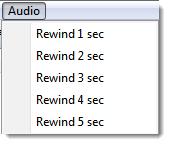 99 Setting Rewind Time When transcribing, it is often useful to listen once again to the part one just has transcribed. Therefore you can set an interval from 1 to 5 seconds.