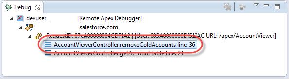Get Started with the Apex Debugger Debug the Problem 10. Click Step Over ( ) until you ve stepped through all the iterations of your for loop.