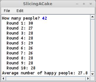 7 / 15 Problem Three: Slicing a Cake (10 Points) Suppose that n people want to share a rectangular cake that's n inches long (that is, the cake's length is equal to the number of people, in inches).