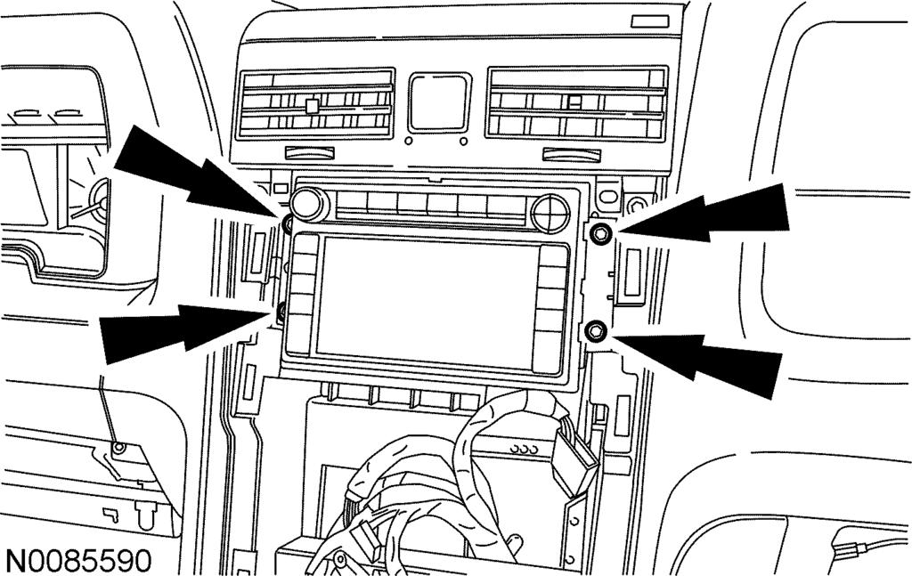 NOTE: USB Cable Assembly will be connected to the Sync module later in this procedure. 29. Locate and drill 3/4 (19mm) hole in the front of the console box below the Auxiliary audio Input Jack. 30.
