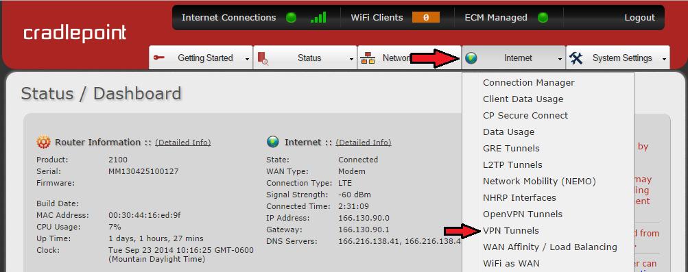CradlePoint to Adtran NetVanta VPN Setup Example Quick Links - Summary - Configuration Summary This document will guide you through creating an IPsec VPN tunnel between a Series 3 CradlePoint router