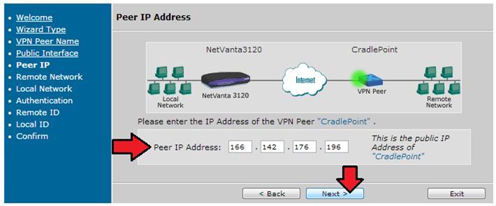 - Step 13: Enter the CradlePoint's local network address and netmask for the network(s) that will be