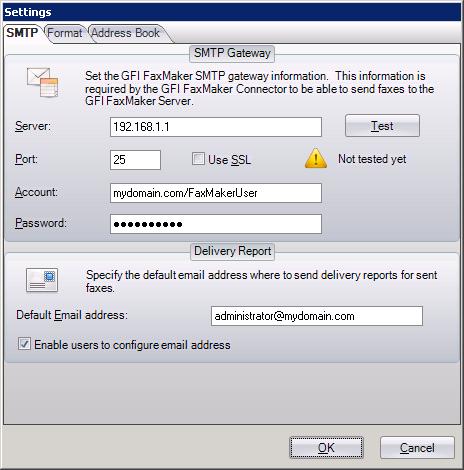 Screenshot 97: GFI FaxMaker Nuance ecopy ShareScan connector SMTP settings 4.